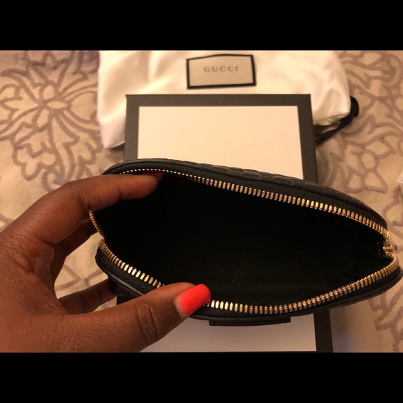New Gucci GG Guccissima Leather Cosmetic Bag Black - Picture 3 of 5